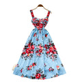French sleeveless printed camisole dress - women's summer high-waisted slimming a-line maxi dress - chic and elegant