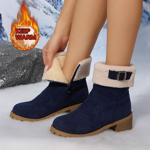 European and american cross-border plus winter foreign trade large size women's knight boots women's plush thick heel cotton boots wool fleece cross wholesale large size