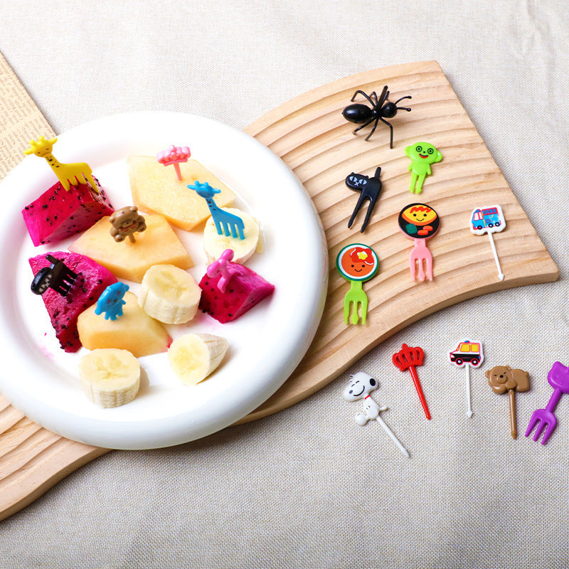 Japanese cartoon fruit picks creative children's food forks cake forks cute animal dessert forks plastic fruit forks
