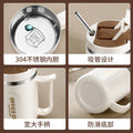 304 stainless steel mug with lid - stylish coffee cup for men and women, tea mug, dorm room water cup with straw and spoon