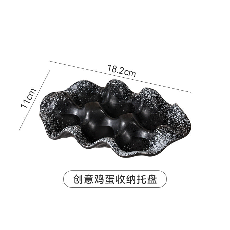 Retrofor home ceramic egg storage tray refrigerator freezer stylish high value egg tray storage tray fresh-keeping tray