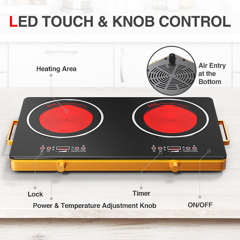 Double-head double-stove electric ceramic stove for homemanufacturer induction cooker three-eye infrared desktop light wave cross-border carefully selected american regulations