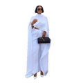 European and american cross-border women's clothing  summer new arrival: elegant long shawl top and high-waisted straight-leg pants set