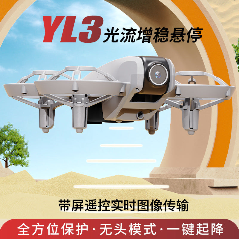 Yl3 mini fpv drone - full enclosure, anti-collision, ultra-hd dual lens, optical flow positioning, hovering, remote control aircraft