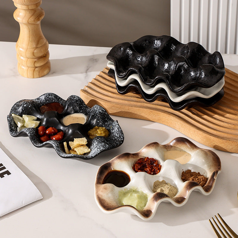 Retrofor homestylish ceramic egg tray creative high-looking divided dipping ceramic dish vinegar dish tray