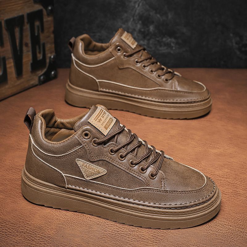 2025winternew arrivalhigh-top bootsmentrendyeasiest for matchthick solecasual leather shoesworkwear sneakerstrendy shoes for men