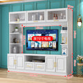 Solid wood tv stand - high capacity, large storage, stylish design - integrated living room light luxury background wall tv cabinet