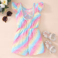 Kids' flutter sleeve striped butterfly open-back romper