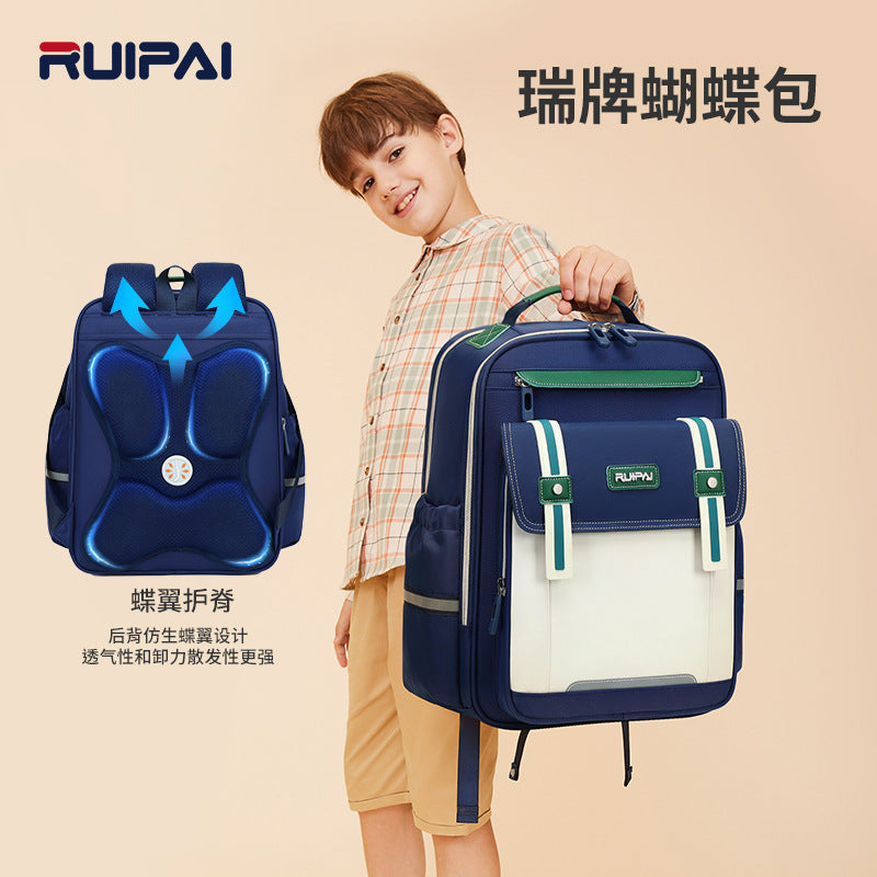 Rui brand children's schoolbag, primary school boys and girls grades 1-3, large-capacity anti-fall backpack, reduce burden cloud schoolbag