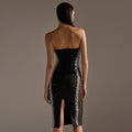 C7791 cross-border  new women's bandeau see-through pearl beaded bodycon sexy socialite party dress