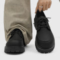 Men's shoes 2026 new spring retro chunky sole height increasing round toe derby leather shoes wear-resistant non-slip work boots martin trendy shoes