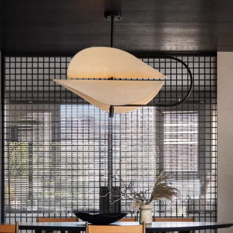 Wabi Stillwind Chandelier Hotel B & B Restaurant Private Room Fabric Chandelier New Chinese Creative Model Room Living Room Art Light