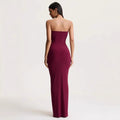 European and american women's clothing  spring new sleeveless ruched waist tie-up dress elegant slim-fit bandeau evening gown