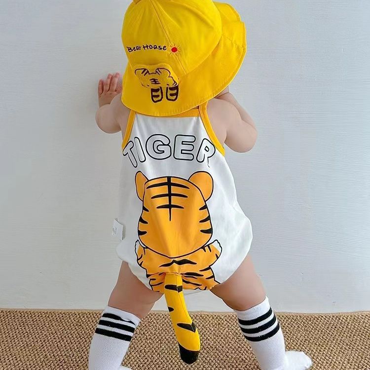 New arrival summer baby k-style one-piece clothes baby cartoon sleeveless romper boy casual suspender jacket