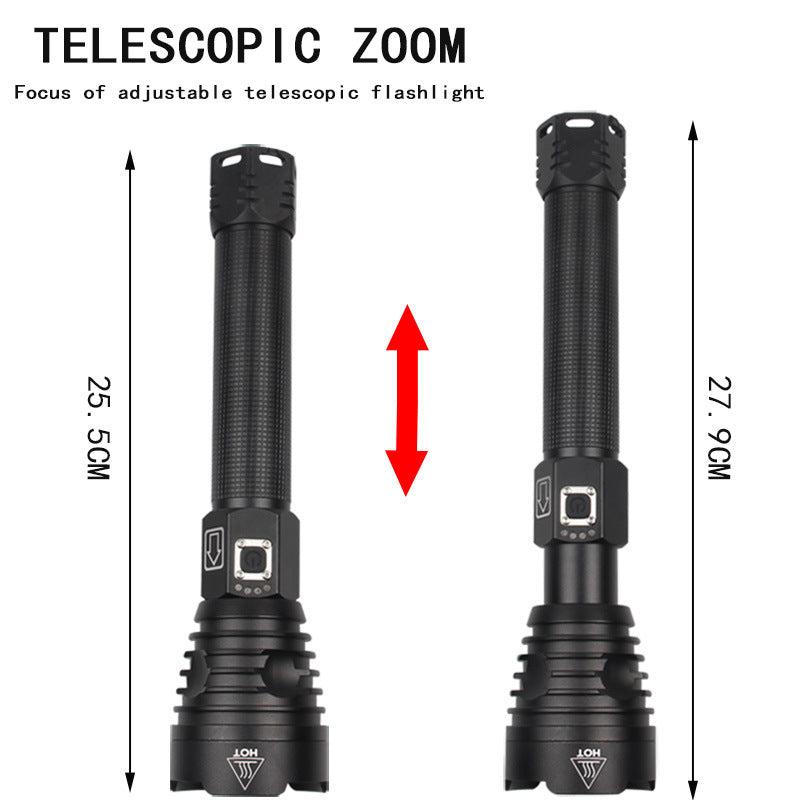 Cross-border strong light XHP-160USB charging high power telescopic zoom hot-selling power display flashlight