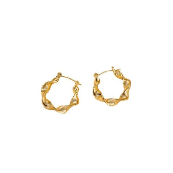 Luxury chic minimalist triangle earrings for women - titanium steel k-gold plated geometric studs