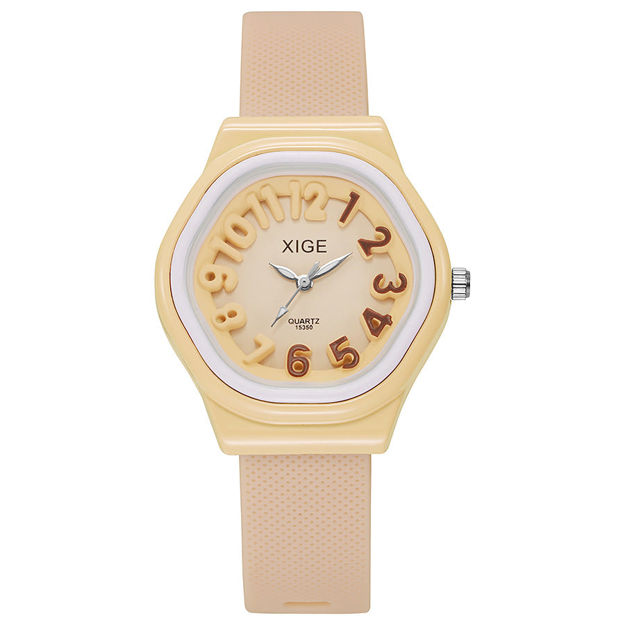 New candy-colored silicone strap waterproof women's watch student watch dopamine color block quartz watch - wholesale from manufacturer
