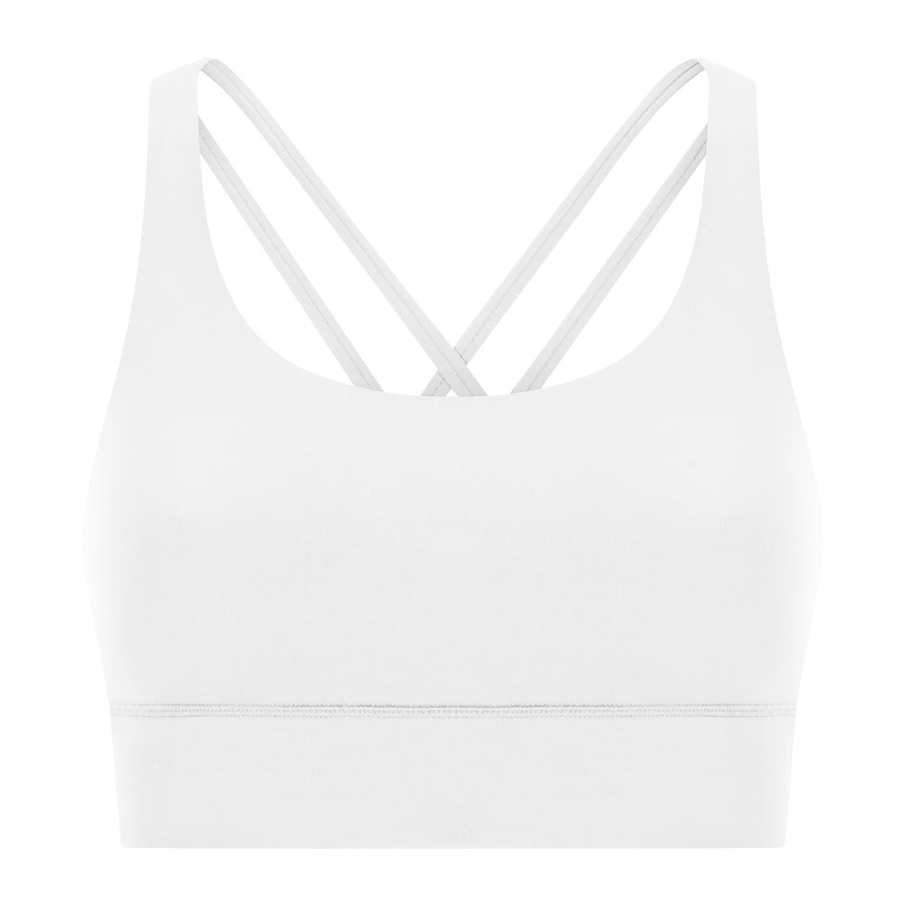 New arrival cross back yoga bra double-sided brushed nude high-strength bubble wrap push-up sports intimatesdw002