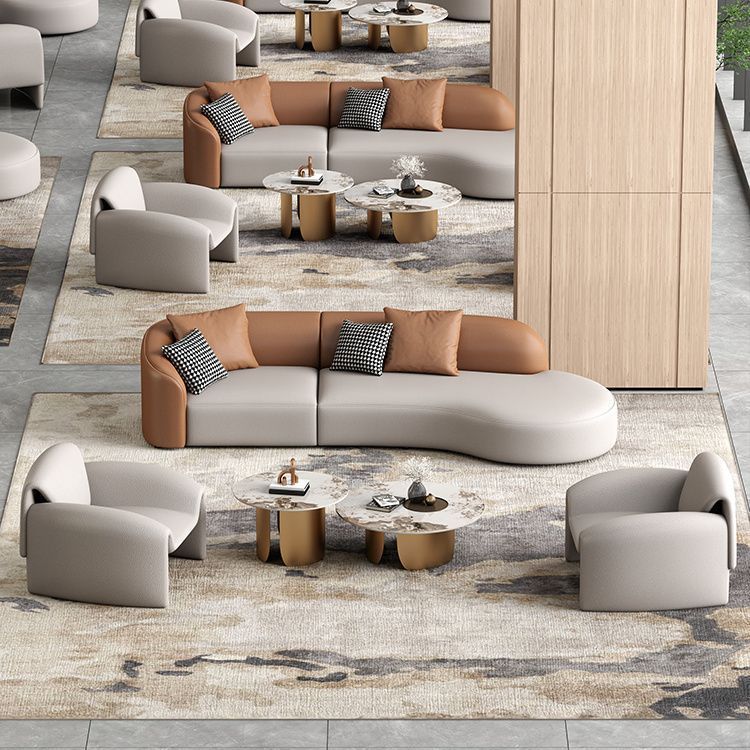 Hotel booth vip lounge sales office sofa leather sofa chair leather art combination genuine leather light luxury full genuine leather
