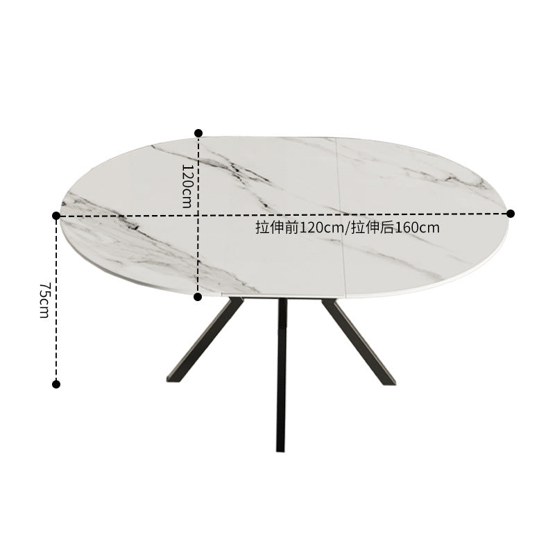 Custom-made nordic rock slab round dining table - modern minimalist home dining table, italian-style extendable hotel negotiation table