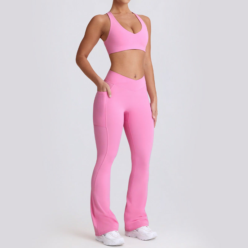 New arrival cross-border sports intimates sling nude yoga clothes outdoor fitness quick-drying yoga pants yoga clothes suit for women