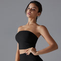 New arrivalpure color chest-wrapped yoga wear tops pleated tube top breathable silm anti-shedding running sports intimates fitness wear