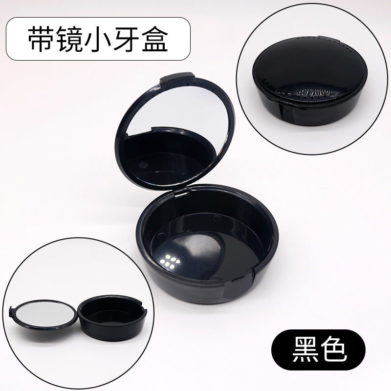 Dental Mirror Small Tooth Box Holder Tooth Storage Box, Oval Orthodontic Orthodontic Orthodontic Box, Portable Braces Box