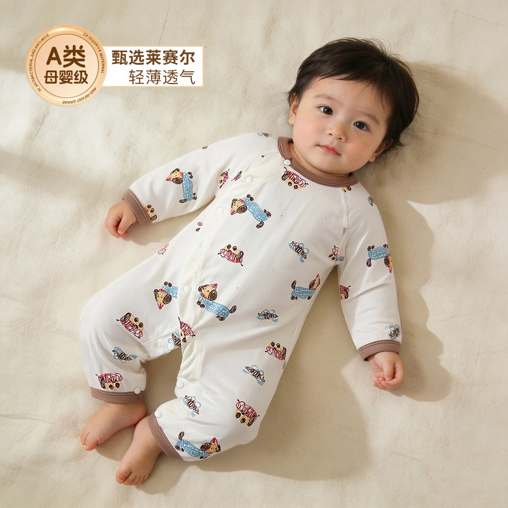 Lyocell comfortable baby summer jumpsuit thin long sleeves air conditioning suit romper newborn harem for boys and girls
