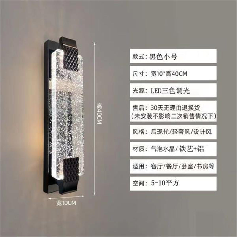 Luxury crystal wall sconce - living room accent, hallway, stairway led minimalist bedroom bedside lamp - gold finish