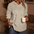 Fall and wintercasualstuffed hooded tops stereo rhombus jacquard drawstring loosepulloversweatshirtheattechoutwear goods