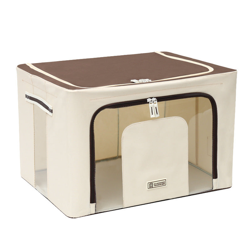 Household thickened Oxford cloth storage box Fabric foldable clothing quilt toy makeup dust-proof steel frame Baina box