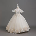 Yimingzhi girls' formal dress - off-the-shoulder, elegant flower girl dress for runway shows and piano performances - ready-to-ship cross-border fashion