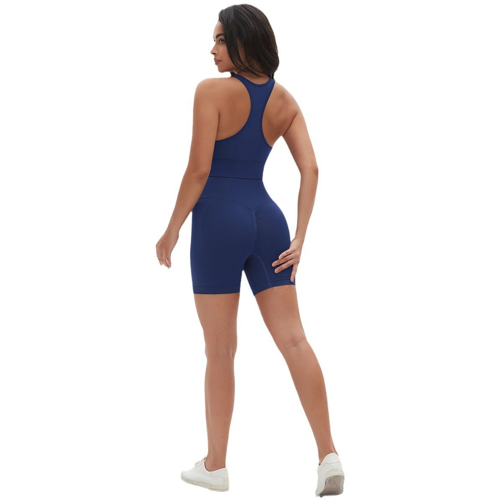 seamless knitting high-elastic tight sexy yoga suit cross-shaped back running fitness two-piece set
