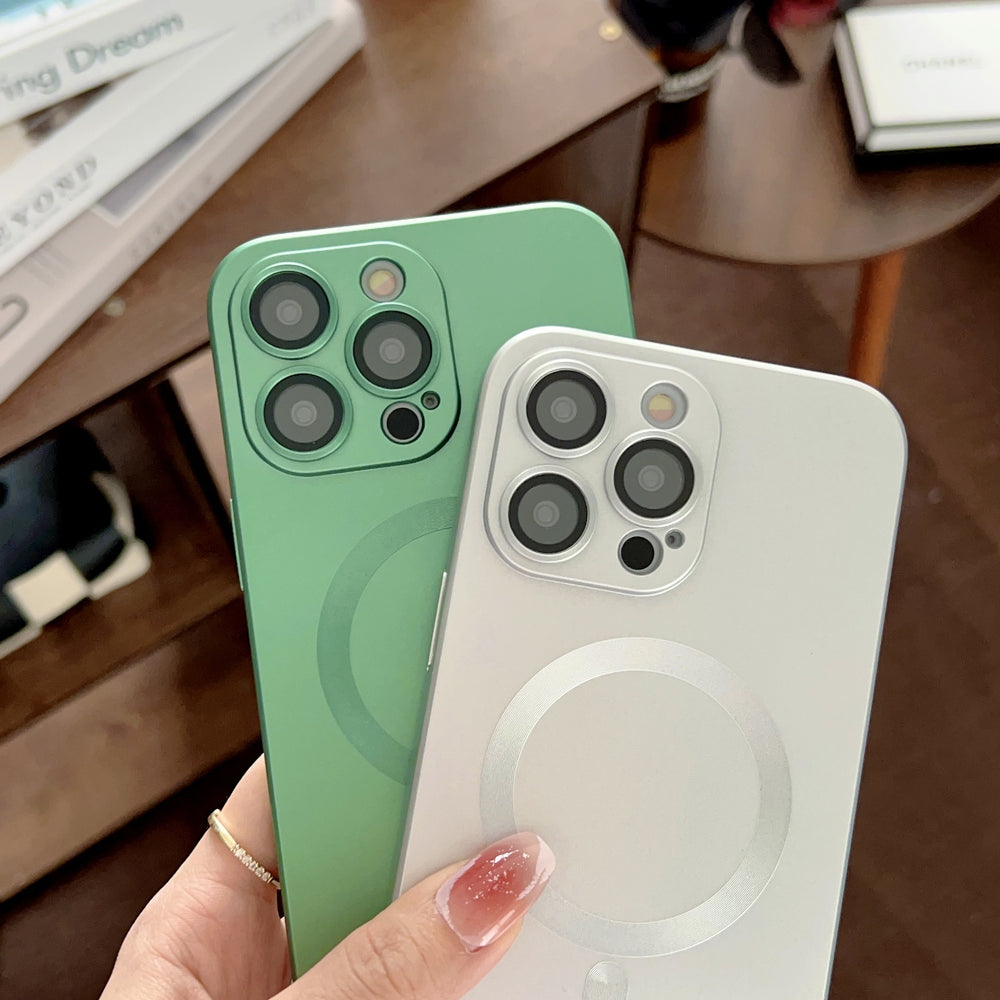 Magsafe magnetic suction suitable for iphone 16 mobile phone case comes with lens film apple 17pro frosted all-inclusive soft case