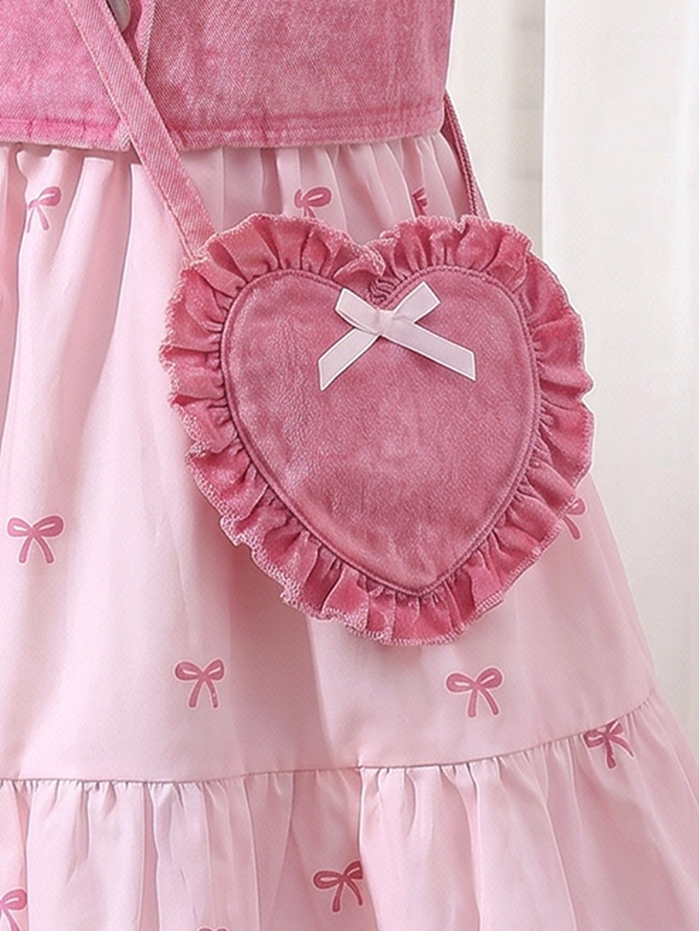 european and american cross-border girls' shirt dress, vest design, with heart-shaped bag three-piece set for girls