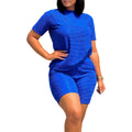 D3332 european and american fashion casual set for women,  summer new arrival, loose solid color short sleeve top and shorts two-piece set