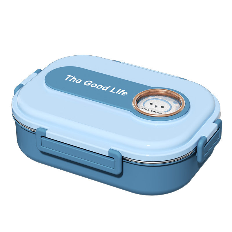 Korean primary school student lunch box 304 stainless steel children's grid lunch box, student lunch water filling and thermal insulation bento plate