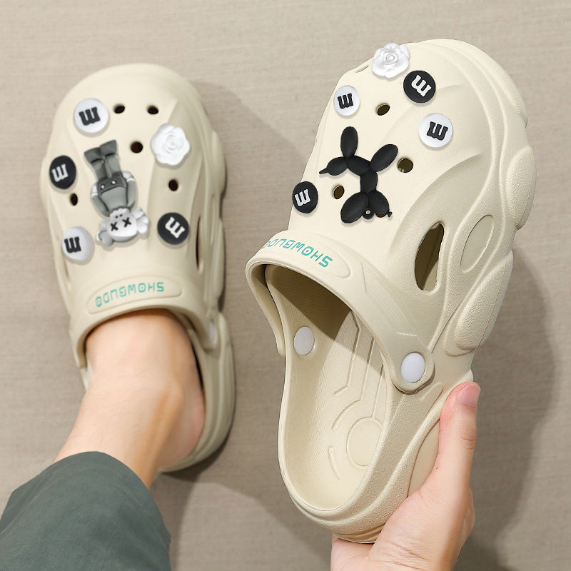 Crocs men's summernew arrival outdoor beach thick solenon-slip sandals toe-cap half slippers men2025outwear