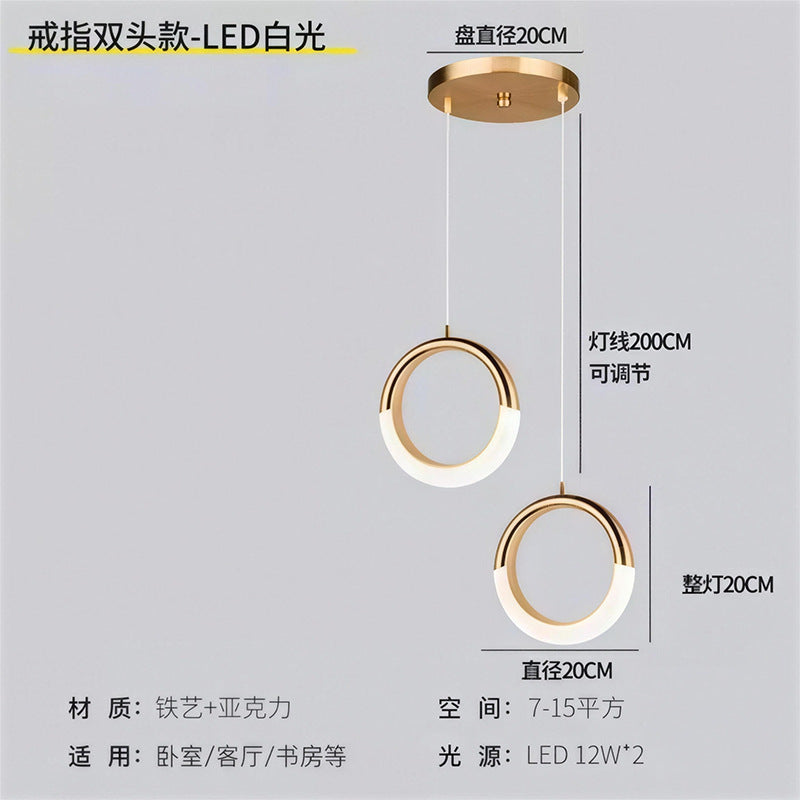 Luxury gold crystal crescent moon ring bedside pendant light - modern minimalist c-ring for bedroom, bar, entryway, and boutique hotel ambiance