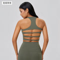 Sexy cut out beautiful back sports intimates women's semi-fixed breast pad nude shaping fitness yoga vest d25084
