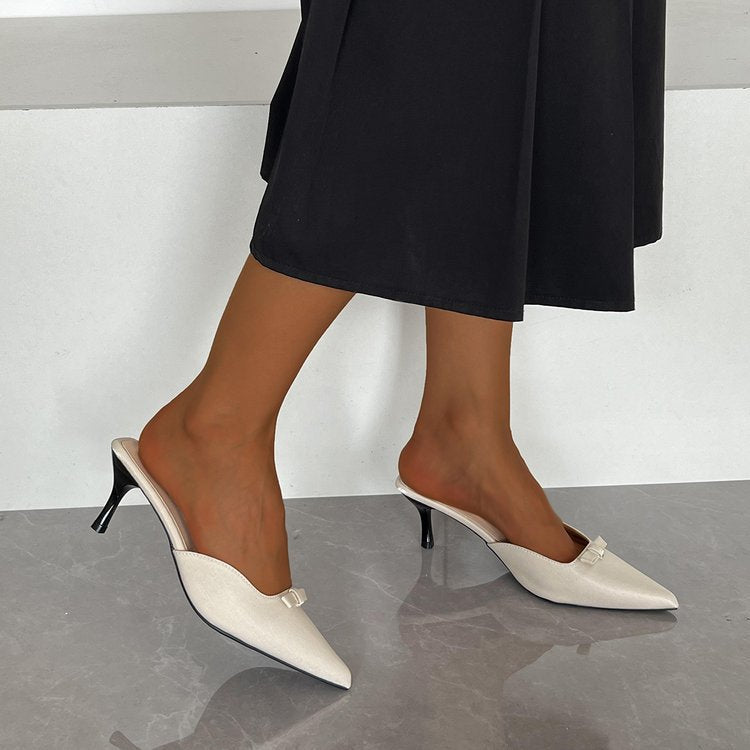 2026plus size pointed toe stiletto slippers high heels elegantslimming look frenchfashionsexy beauty toe half slippers women's shoes