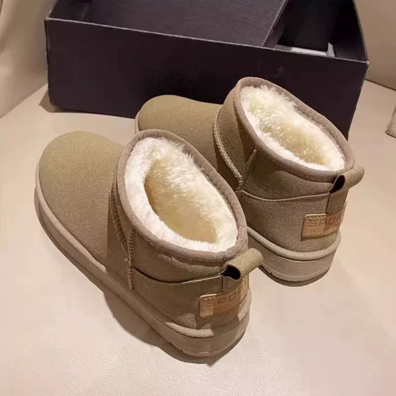 Autumn and winter velvet thickened and heightened 4cm snow boots women's winter shoes 2024 new versatile waterproof short boots cotton shoes