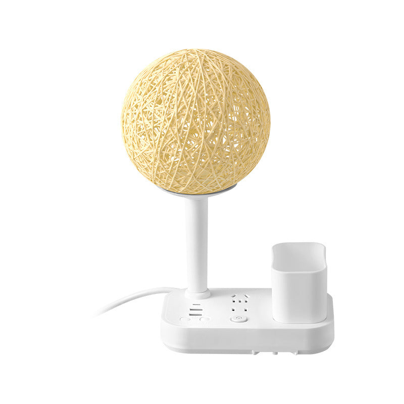 Led smart voice control desk lamp with socket, night light, bedside lamp for bedroom, rental house, sound control light