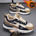 Men's sneakers 2024 new winter casual shoes leather waterproof non-slip work shoes trendy plus velvet warm cotton shoes
