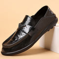 Doudou men's shoes summer breathable british style black business men's casual leather shoes slip-on driving soft bottom trendy shoes