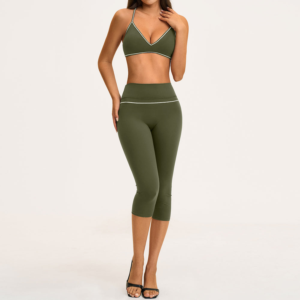 new yoga outfit: high-waisted peach lift, color block, push-up, and beautiful back design - activewear set 9615