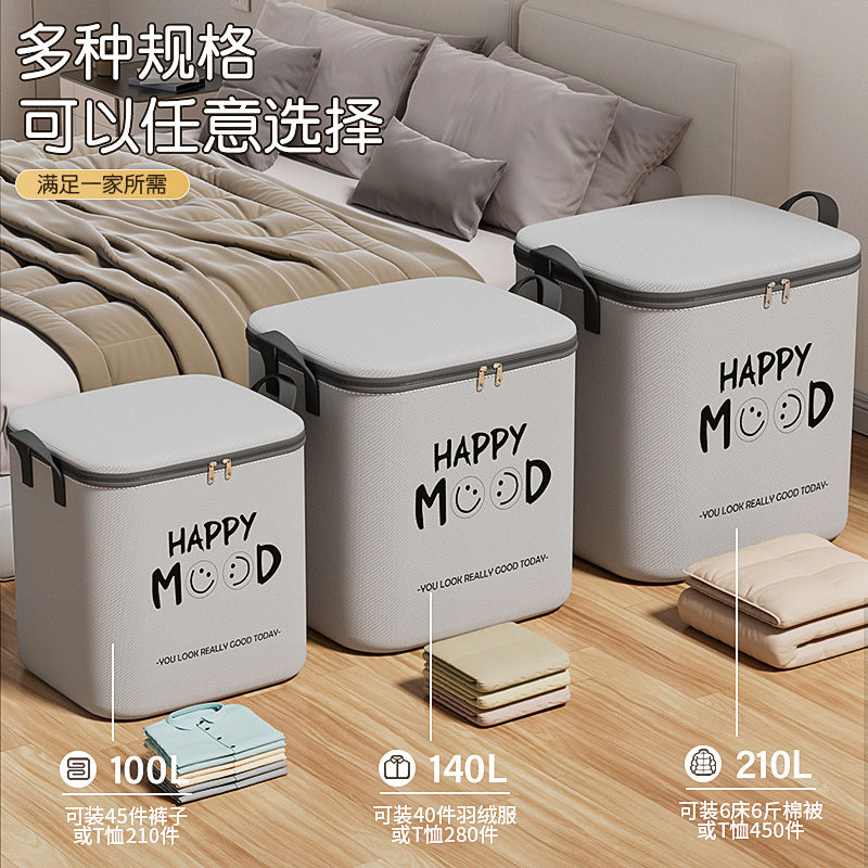 New gray smiley face storage bag, clothes quilt, moisture-proof and mildew-proof moving packing bag, clothes sorting box, storage bag.