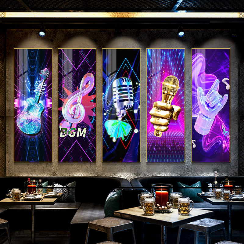 KTV box background wall ambient light painting nightclub bar clear bar with lamp decoration mural barbecue shop luminous hanging painting