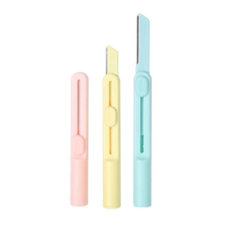 Factory customized retractable eyebrow razor, stainless steel micro-blade eyebrow shaver with anti-scratch safety guard, new wholesale