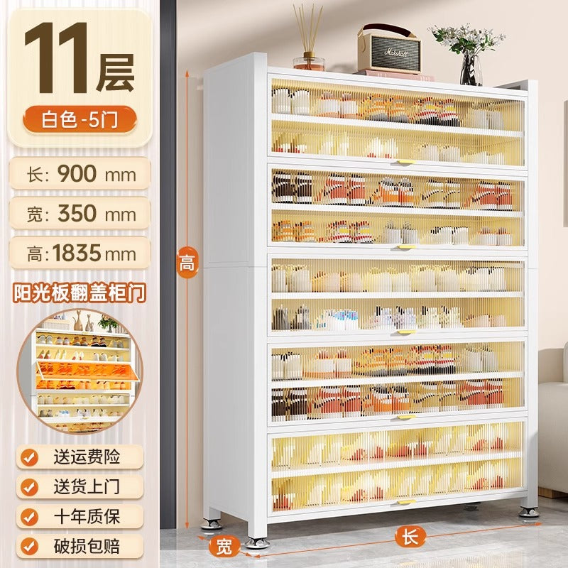 Steel shoe cabinet for home entrance storage cabinet all-in-one dust-proof large capacity multi-layer storage shoe rack flip-up door storage cabinet